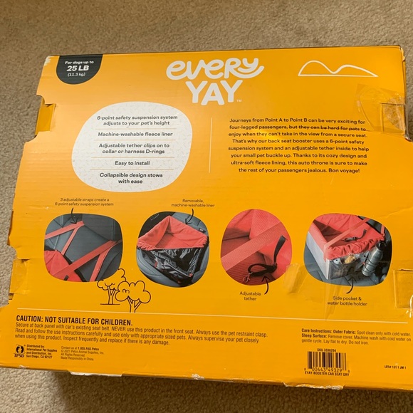 Every Yay Dog Nwt Road Trippin Pet Car Seat Box Slightly Broken